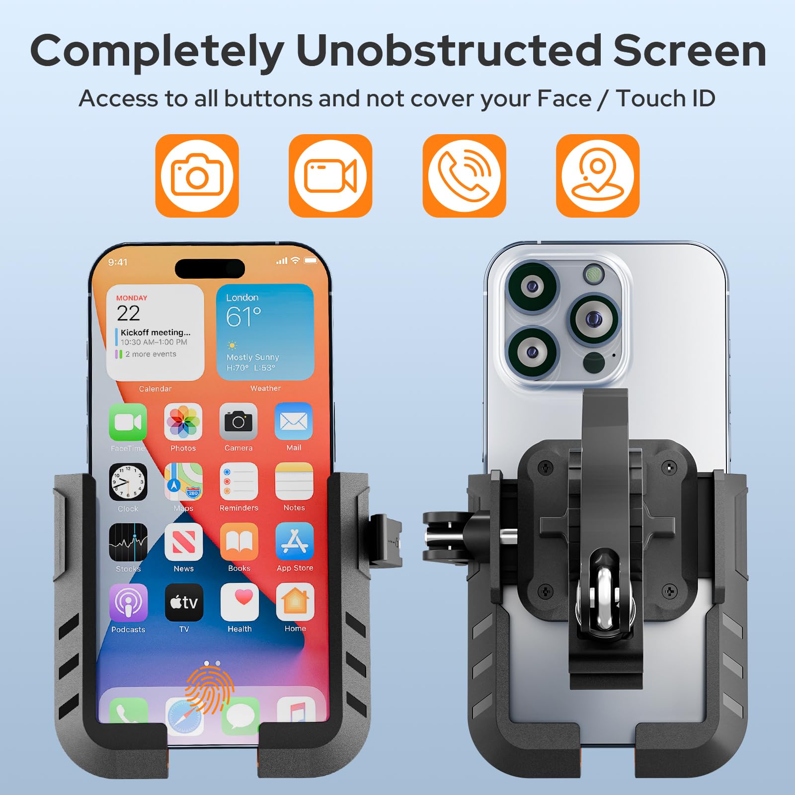 Zivacate Uchwyt na Telefon Rowerowy, 360° Obracalny Uchwyt na Telefon Motocyklowy, Uchwyt Telefon Rowerowy Kompatybilny z iPhone 13 15 14 Pro Max Plus, Samsung (Max), Telefon 4.7'' do 7.2''