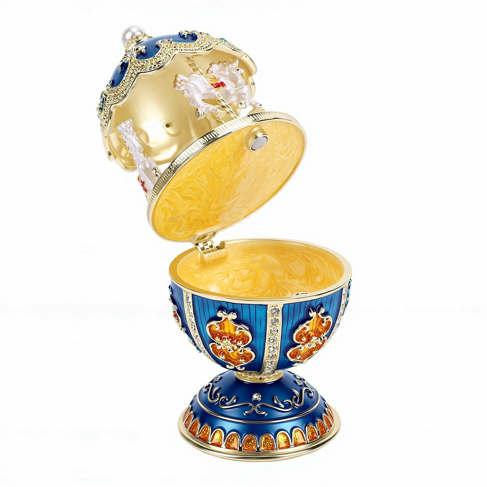 Boîte à bijoux carrousel œuf bleu pour sublimer votre coiffeuse