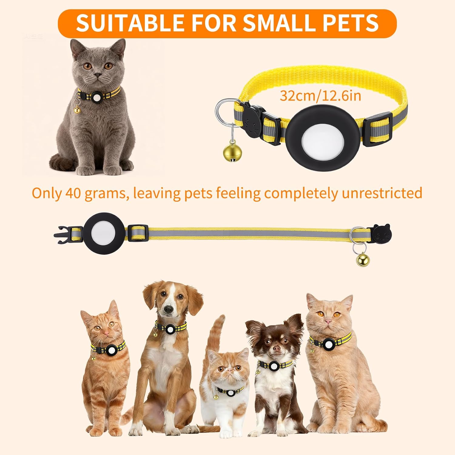 GPS Collar for Pets with Long Battery Life Compact and Universal Collar for Locating Pets with Bell for Outdoor Use