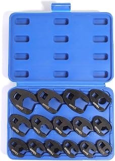 Yonligonju 15PC Crowfoot Flare Nut Wrench Set, Large & Small Metric Tool Kit, Fits 8 to 24 mm Flare Nuts, Works with 3/8" and 1/2" Drives Ratchets Extenders for Nut Removal