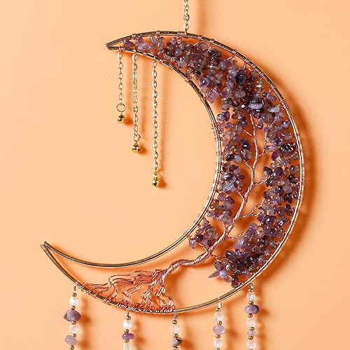 Miniatura 4 de Atrapasueños con piedras preciosas de ágata, árbol de la vida de 7 chakras, atrapasueños con piedras de cristal arcoíris, decoración de pared hecha