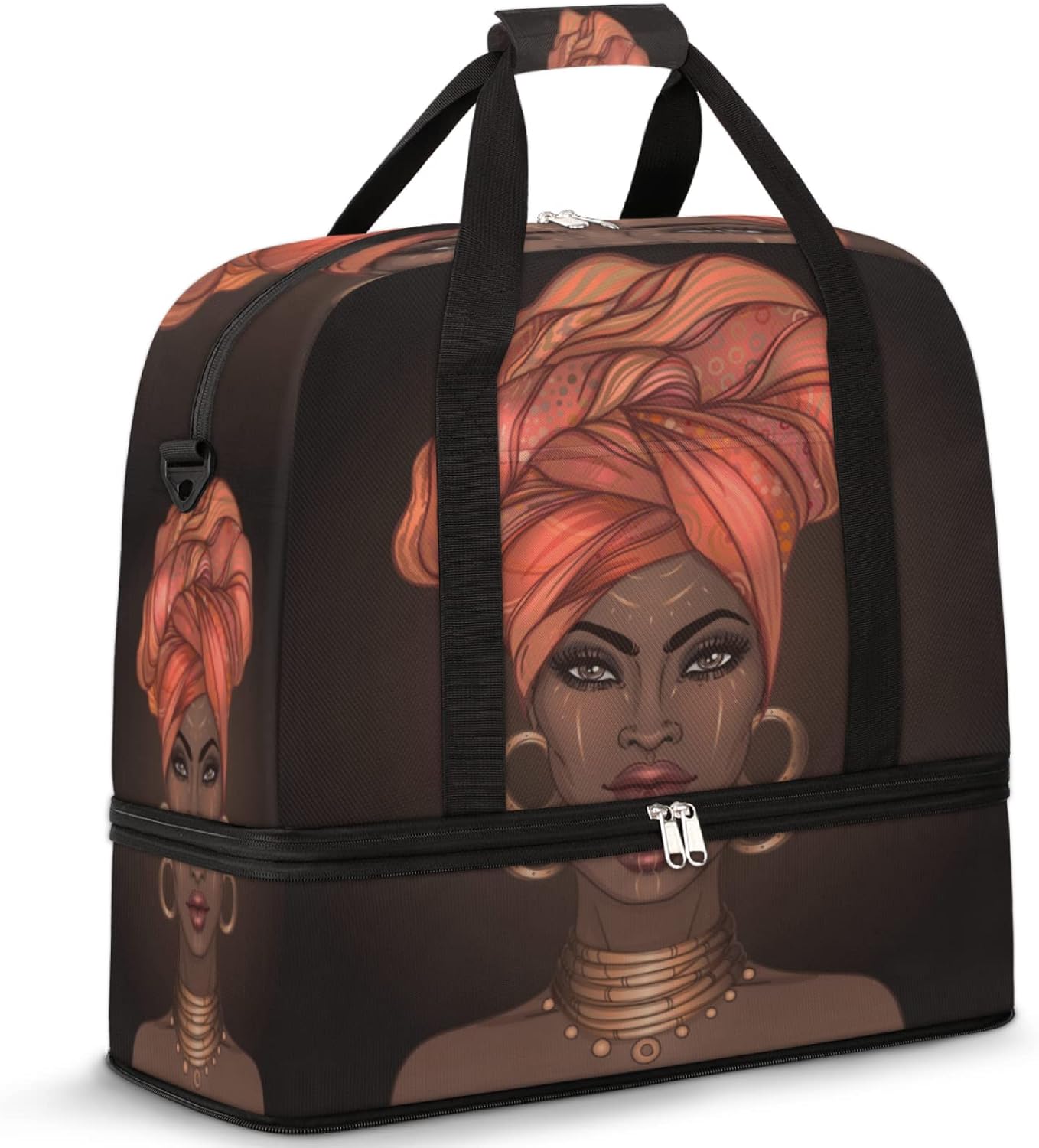 African Women Travel Duffle Bag, Sports Gym Bag With Shoes