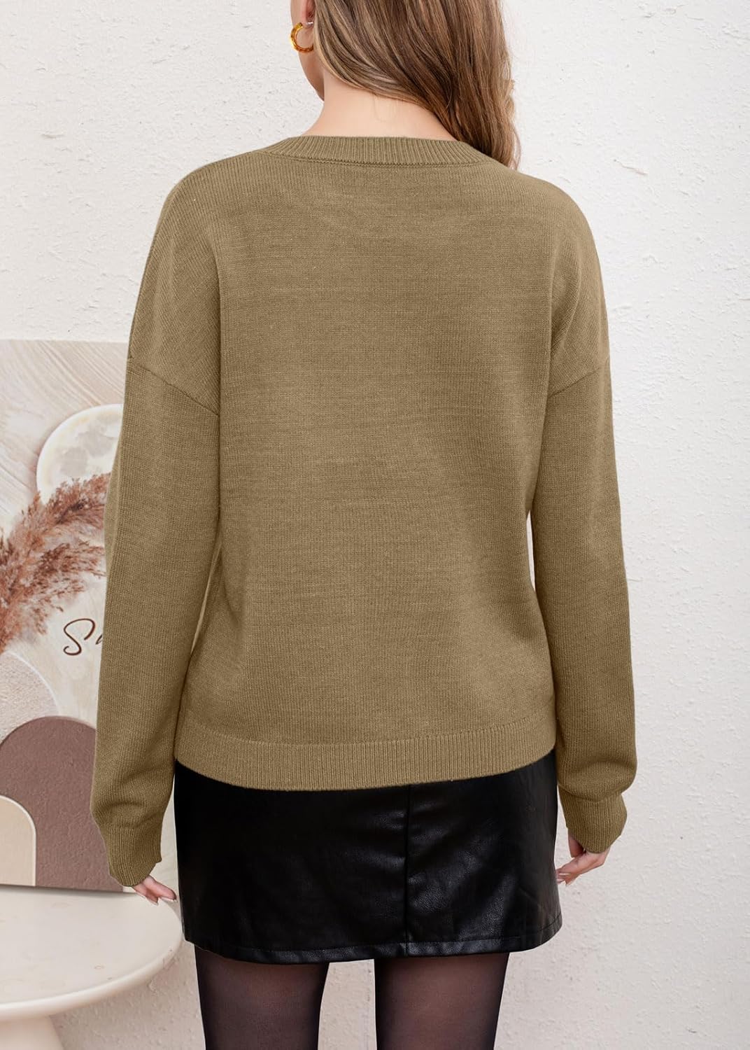 CHARTOU Women Fashion Crew Neck Rib Knit Crucian Carp Graphic Oversized Y2k Pullover Sweater Jumper - Image 6