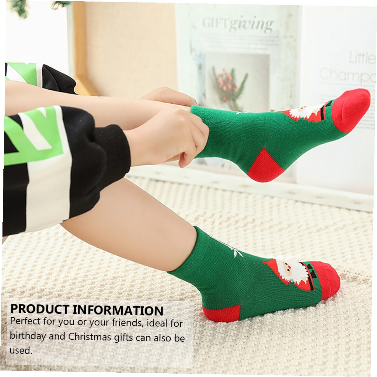 LIFKOME 5 Paia Calze di Natale Calde Calze Medie Cartoni Animati per Ragazzo Ragazza Ragazza e Adulti per Autunno e Inverno