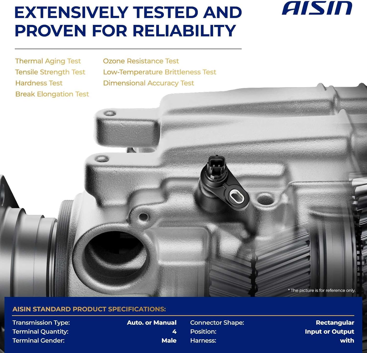 AISIN AFTERMARKET ASWT-00051 Transmission Speed Sensor - Compatible with Toyota Camry 2010-2017, RAV4 2013-2018, Highlander 2009-2019, Sienna 2011-2013, Venza 2009-2015, Scion tC 2011-2016