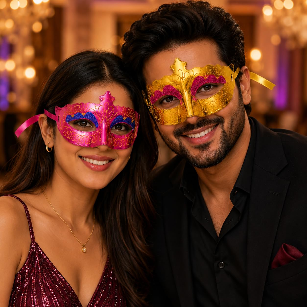 Fun Affairs Glitter Masquerade Eye Mask for Men & Women, Pack of 6 4
