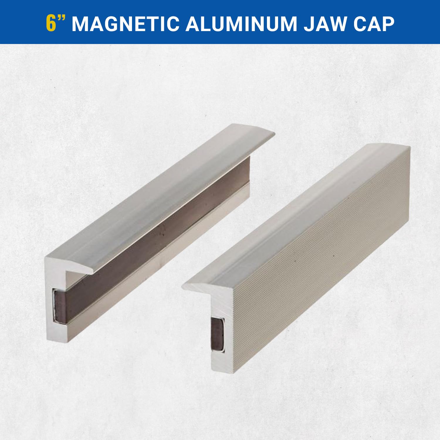 Yost Vises MA-360 Universal 6" Magnetic Aluminium Vise Jaw Caps Smooth Serrated Vise Jaw Cover Jaw Cover fits 6" Inch Vise Easily Attach with Magnet Strip - No Bolts Needed 1 Pair