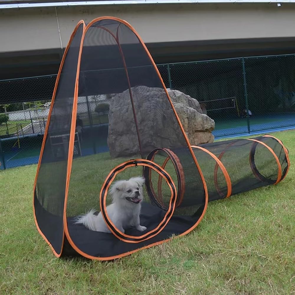 Recintos para gatos al aire libre con túnel, corralito portátil para gatos, conejos, hurones y animales pequeños, tienda de campaña para interiores y exteriores