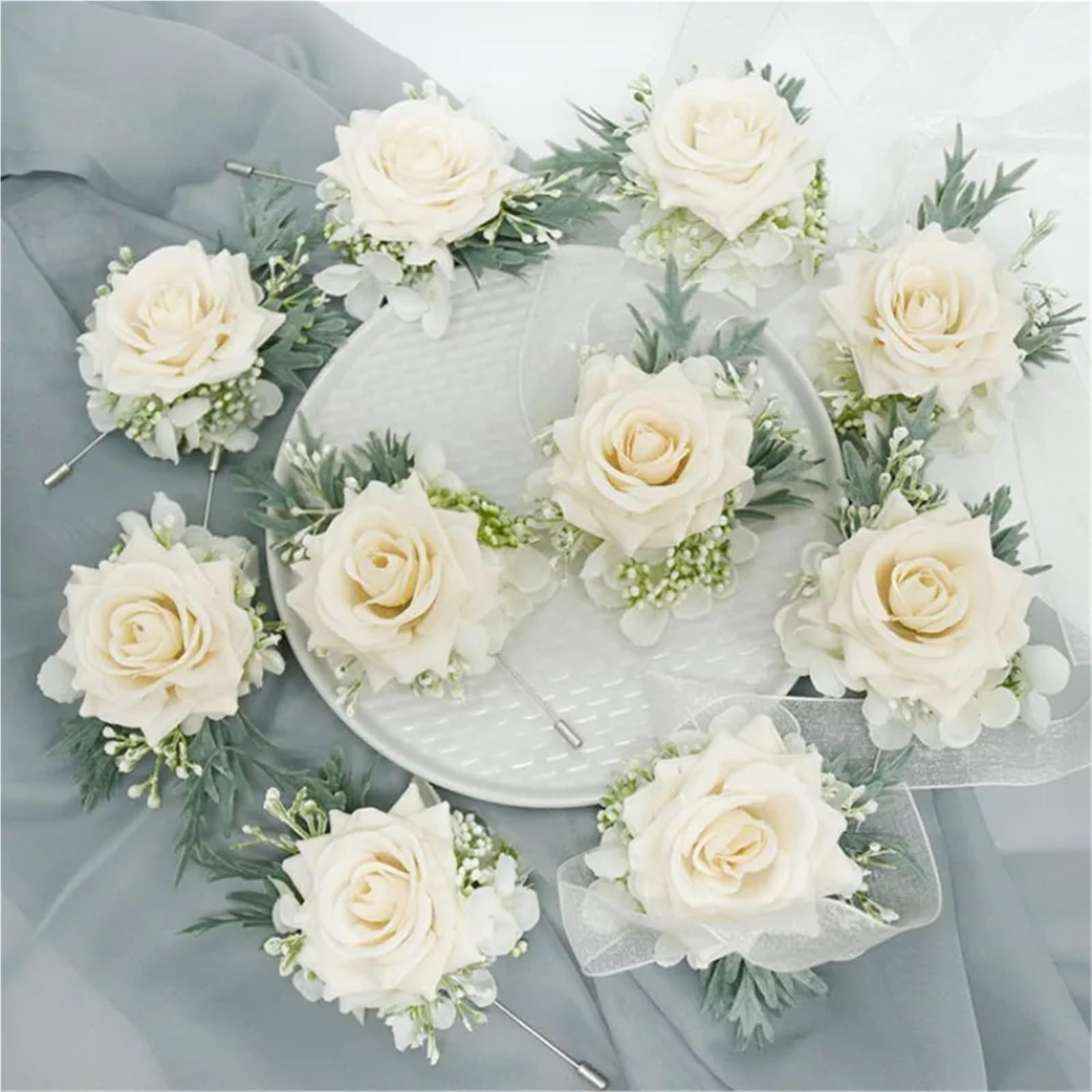 Ansteckblume Corsage und Boutonniere-Set, Rose, Hochzeit for Freund, Blume for Herrenanzug, Accessoires, Mann(1-6PCS Set)