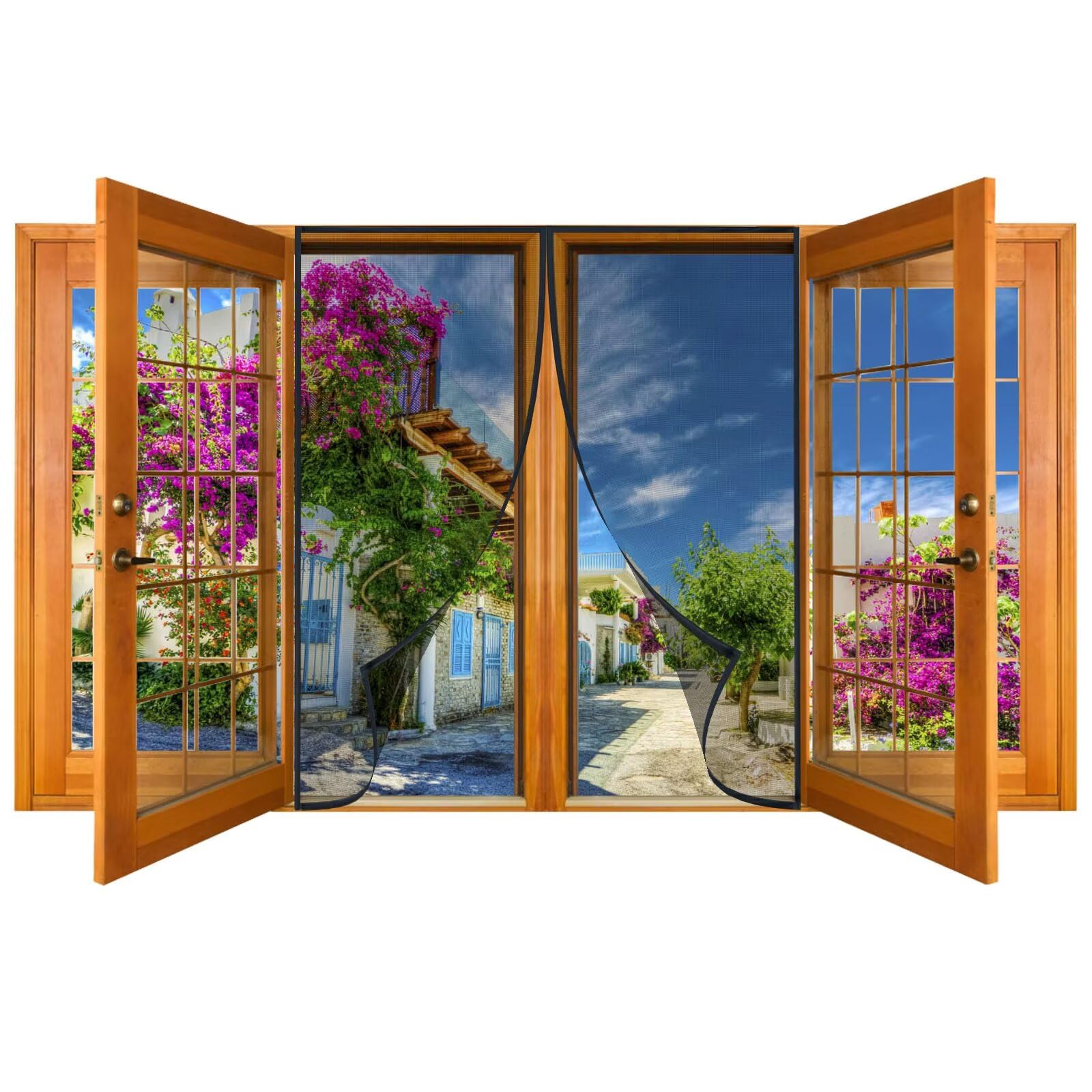 Fly Screen Window, 50x90cm Insect Protection Window, Adhesive Installation Without Drilling, for Balcony Windows, Basement Windows, Terrace Windows, Magnetic Closure Black