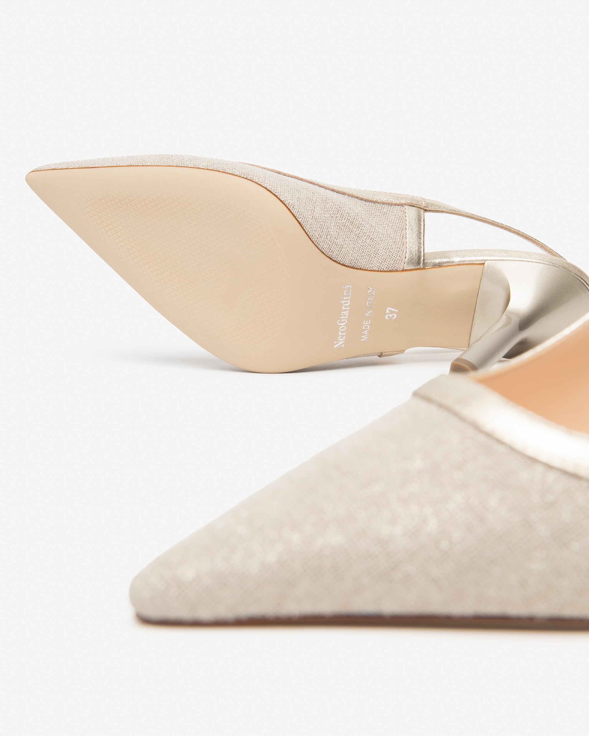 Nero Giardini E615430DE Slingback damski materiał i skóra, Beżowy, 40
