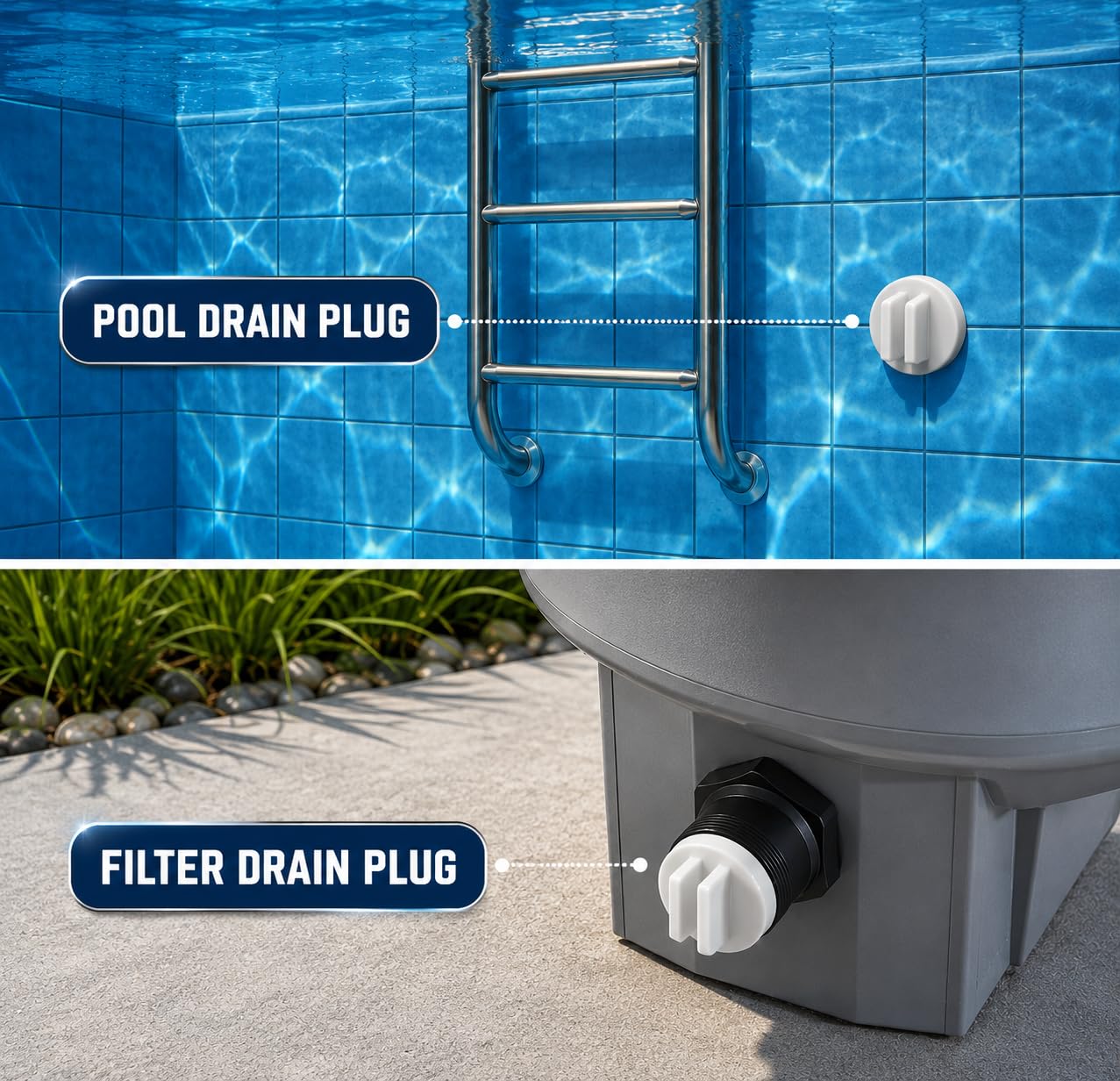 XtremepowerUS Enchufe universal de retorno de piscina roscado de 1.5 pulgadas, enchufe de retorno de invierno para spa y filtro de piscina con junta tórica (paquete de 4)