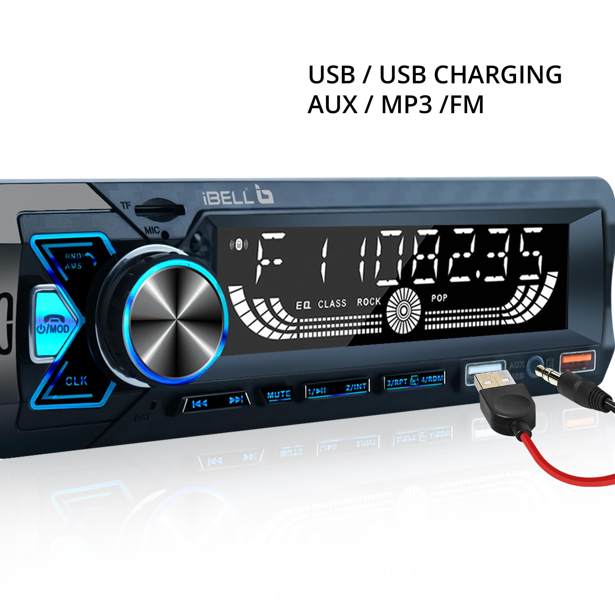 IBELL DXP 650 Car Audio System with Bluetooth, FM, Dual USB, AUX, SD Card, LCD Display Remote Control Car Audio Player — Amazon image 2