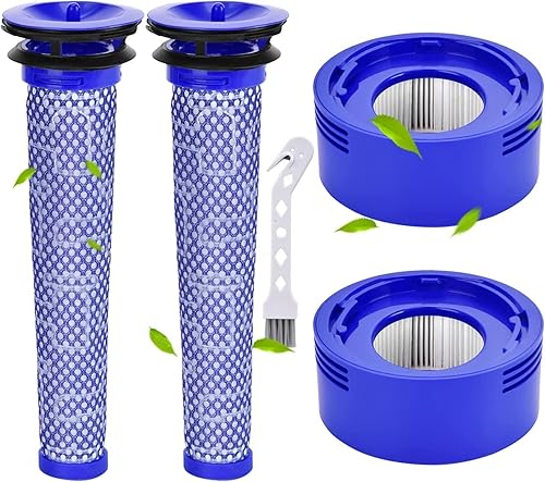 Filtro para Dyson V6 V7 V8 Animal Absolute Motorhead inalámbrico Stick Aspiradora, 2 filtros de postes, 2 filtros pre Hepa reemplazo