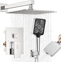 Vista 9 de Sistema de Ducha Moderno de Lluvia de Latón Juego de Grifería con Válvula y Desviador Mezclador de Ducha con Ducha de Mano de Alta Presión Válvula