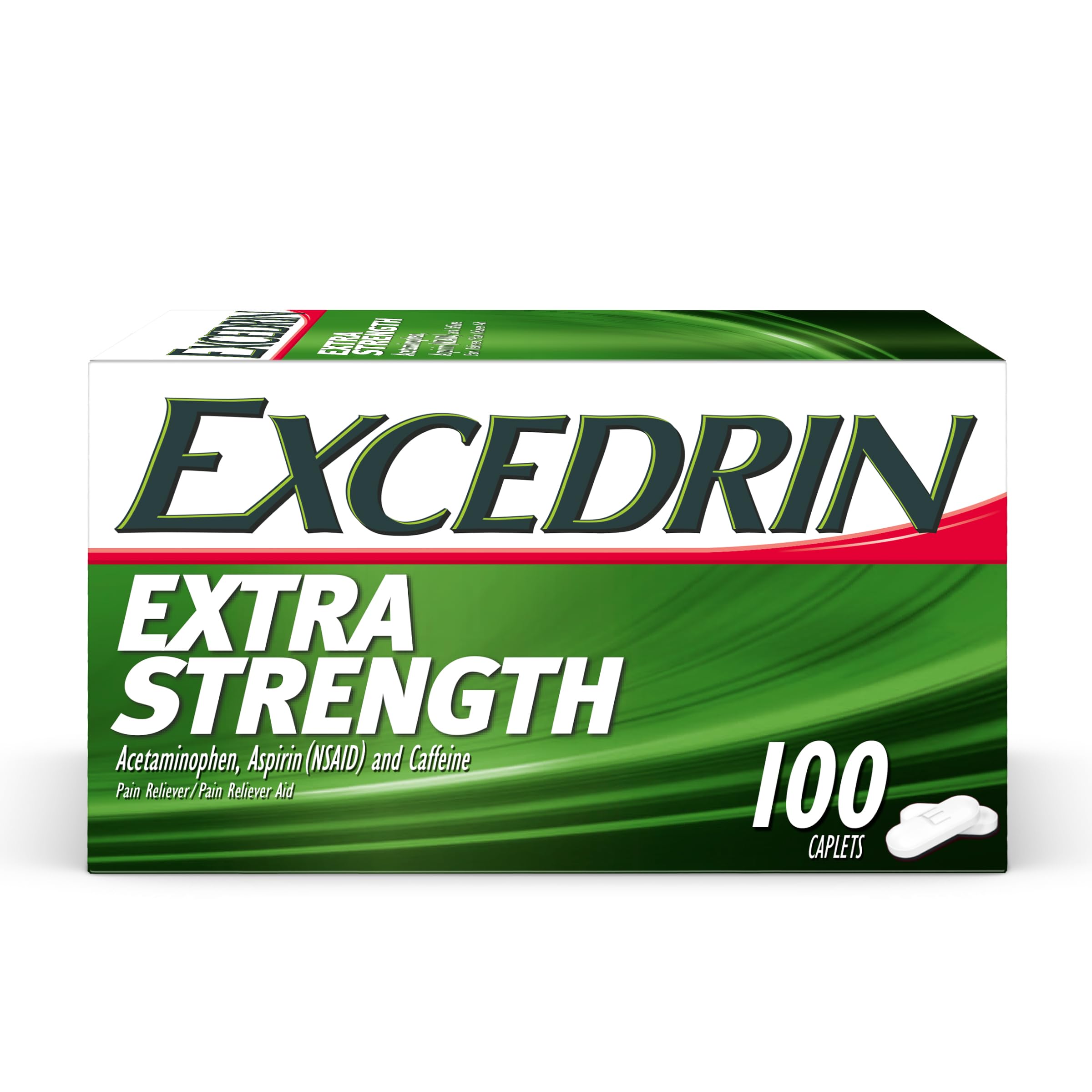 Excedrin Extra Strength Caplets for Headache Pain Relief, 100 count | Triple Action Formula with Caffeine, Blocks Pain Signals, Elevates Your Pain Threshold, Enhances Pain Relieving Effect