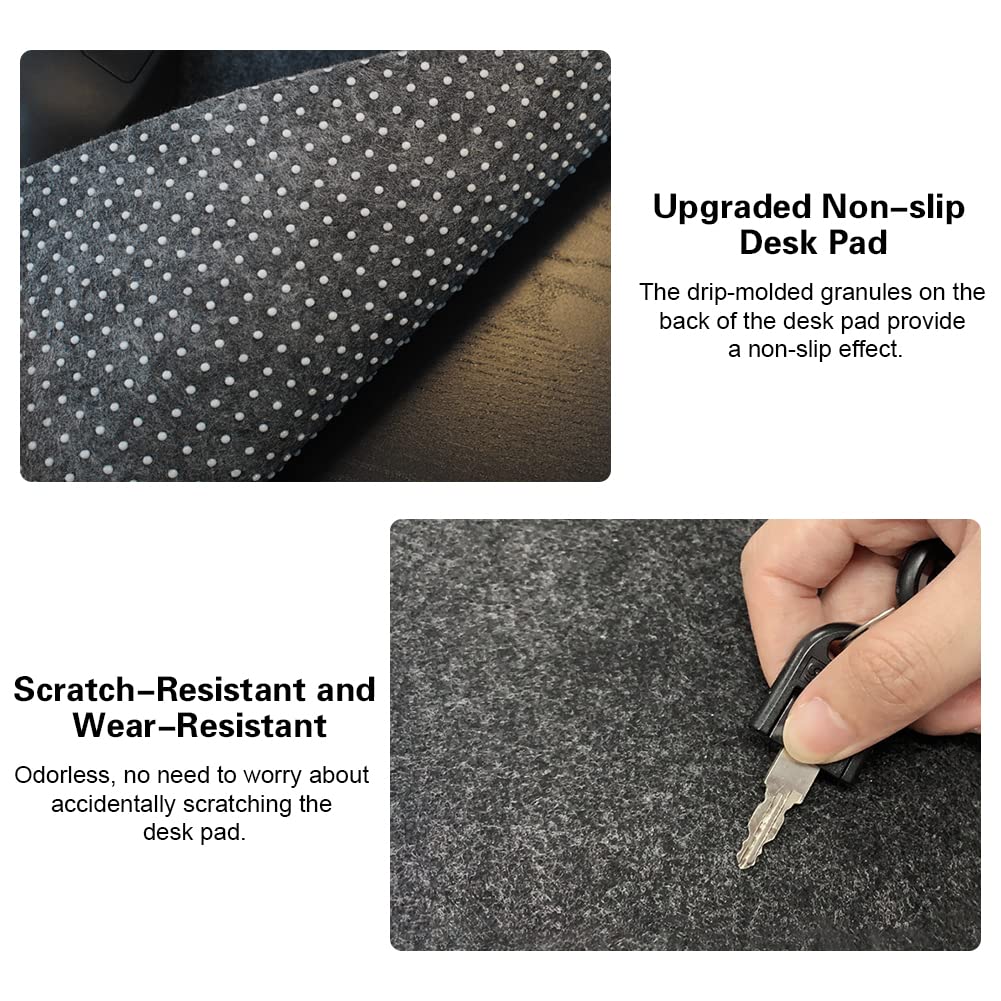Tapis de Souris Feutre Gris 90x43cm Grand Tapis Bureau XXL Antidérapante Sous-main