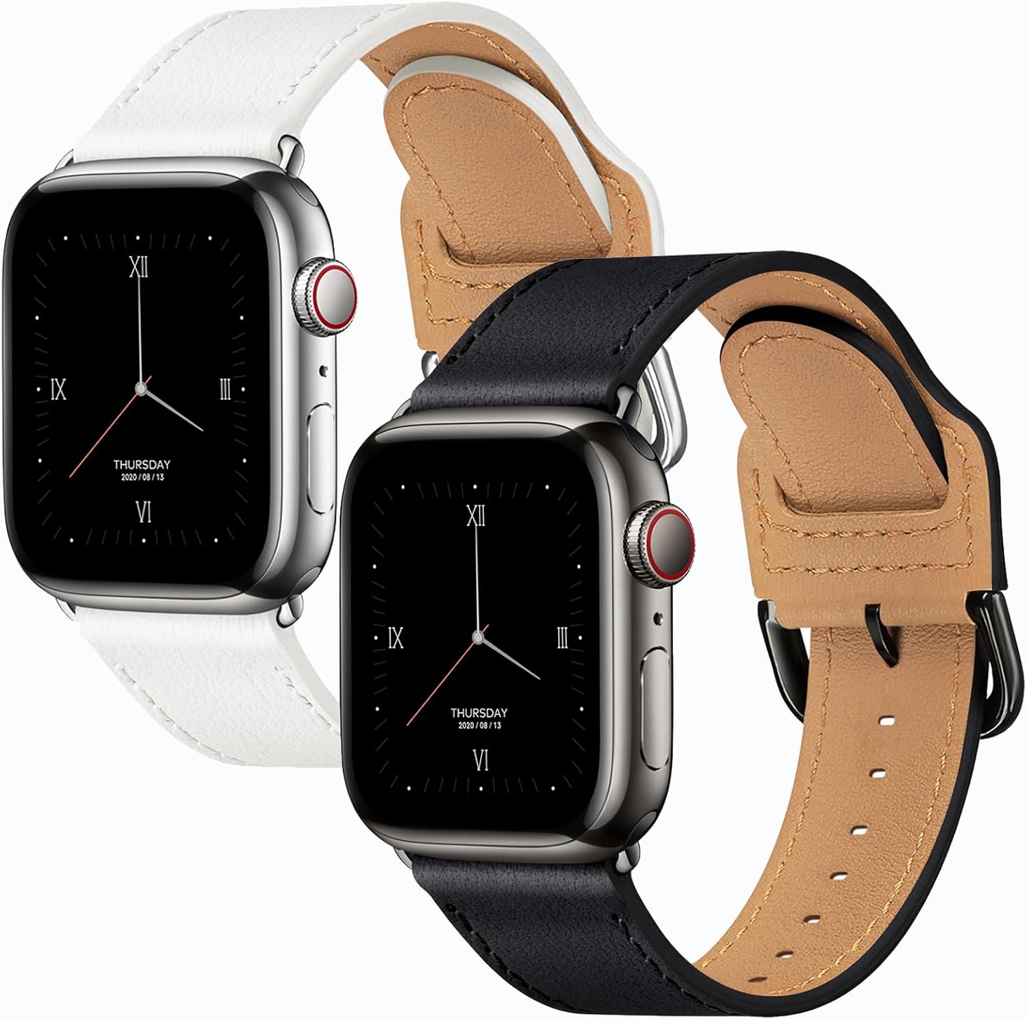 POWER PRIMACY Bands Compatible with Apple Watch Band 38mm 40mm 41mm 42mm for Men Women iWatch Series 10/9/8/7/6/5/4/3,SE(Black+White