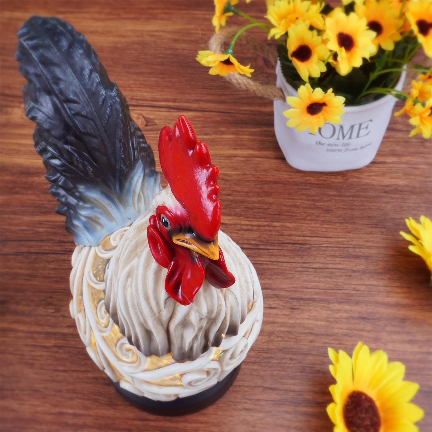 Spring Rooster Snow Globe Decor with 6H Timer, Swirling Glitter Snow Globes Spring Figurine Decorations, USB/Battery Operated, for Spring Holiday Home Decor and Gift (Rooster) - Image 5