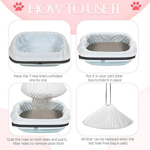 Miniatura 4 de 56 bolsas de arena para gatos con agujeros, desechables, extragrandes, resistentes a los arañazos, limpieza rápida para cajas de arena para gatos,