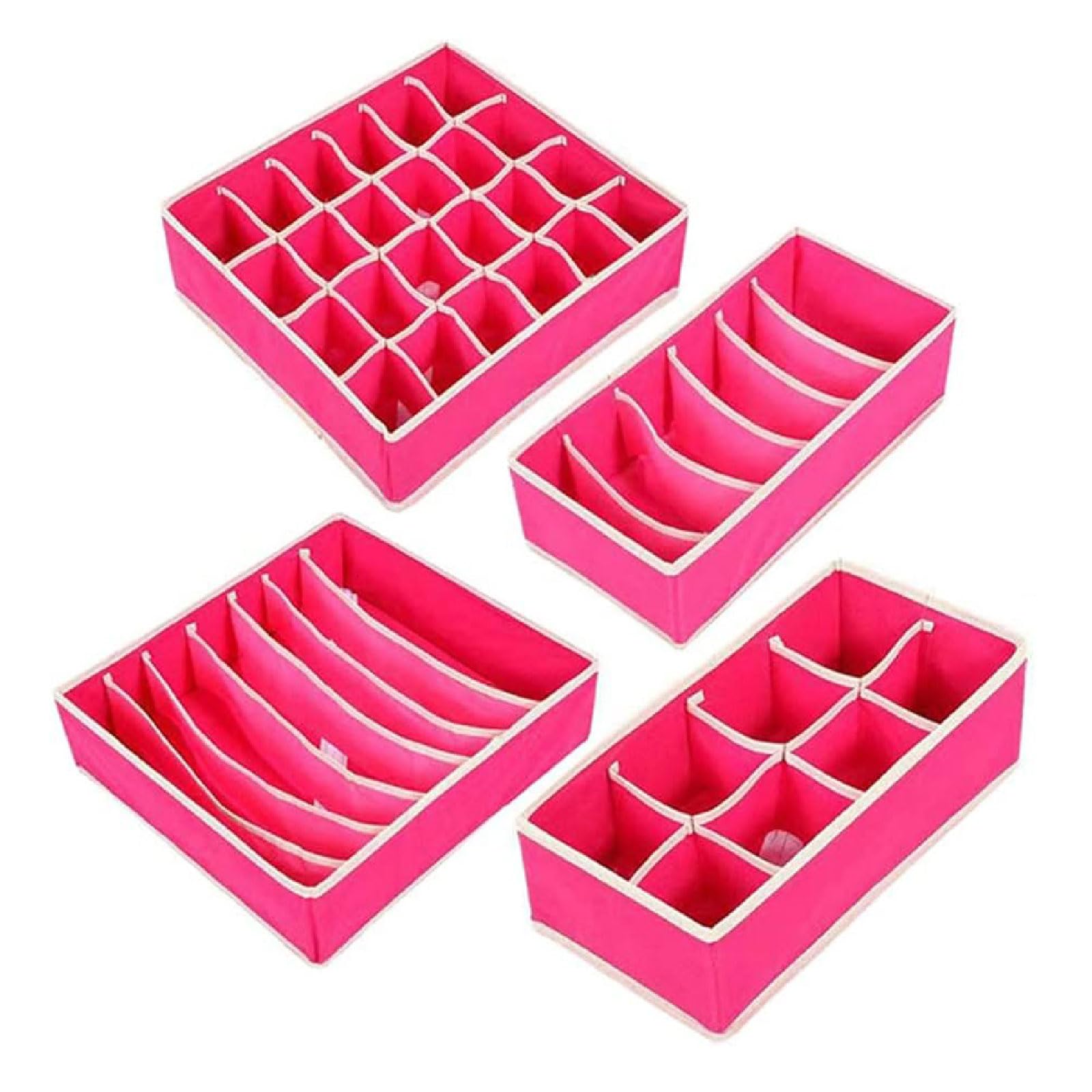 TsoLay 4-teiliges Set aus Stoff, Unterwäsche-Aufbewahrungsbox, Socken, BH-Organizer, Schublade, Schrank-Organizer, Boxen für Unterwäsche, BHS, Socken, Krawatten, Schals