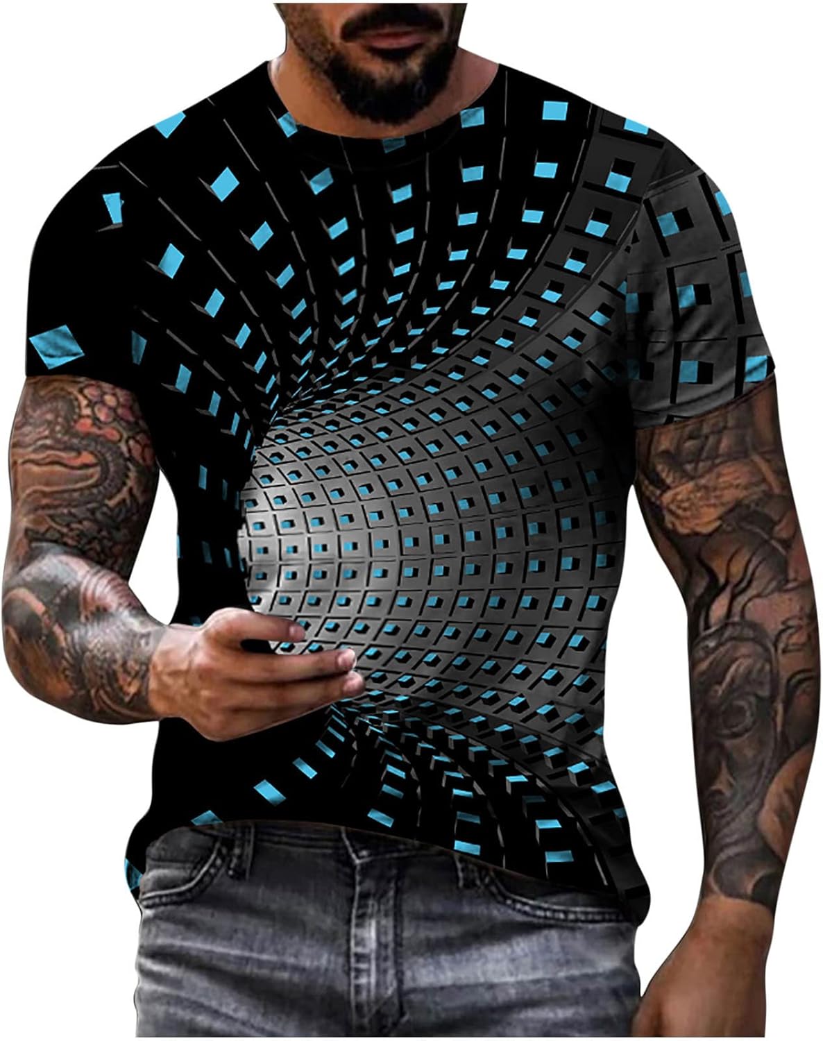 Mens Summer Short Sleeve Shirts, 3D Optical Illusion Botswana Ubuy