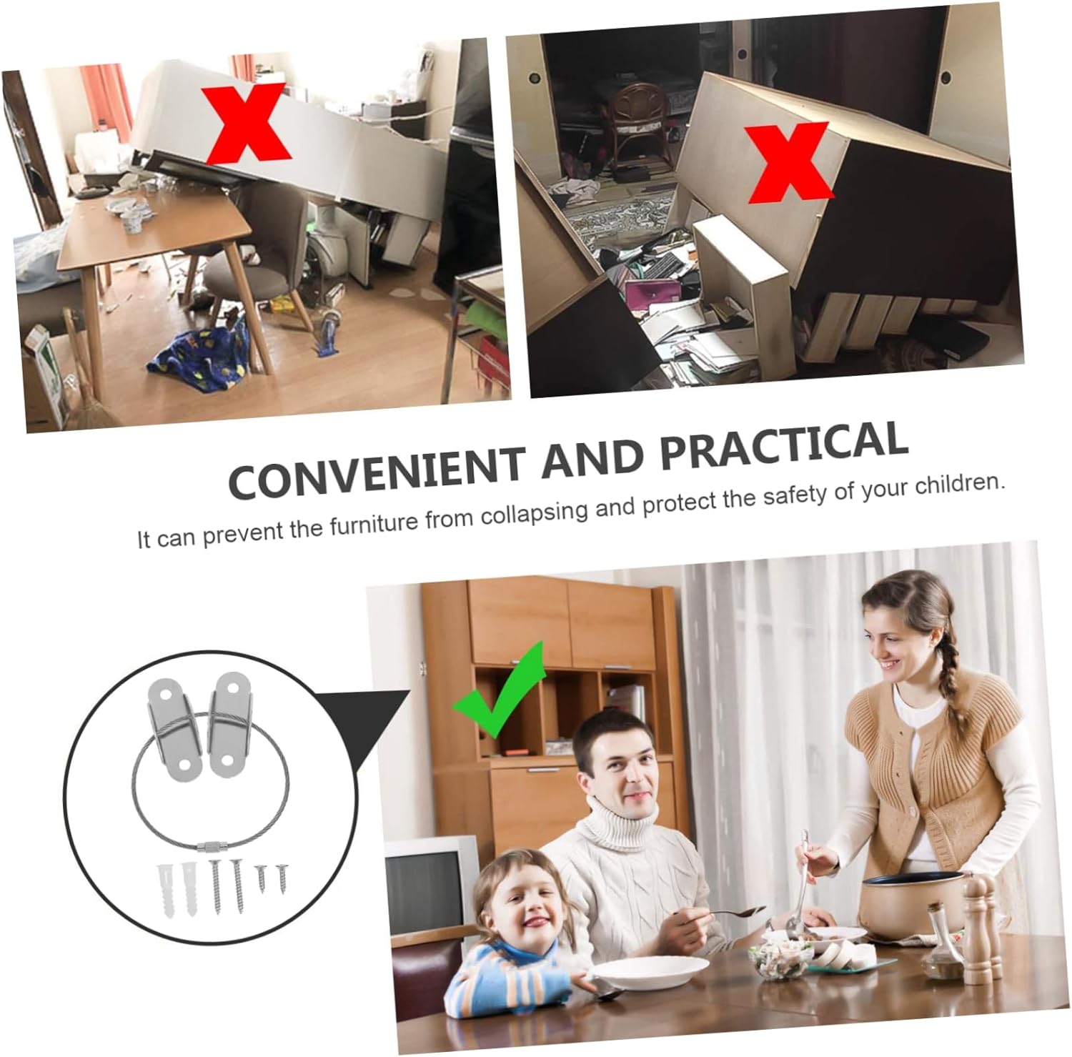 12sets -tip Furniture Anchors for Safety Straps to Prevent Tipping Construction Easy to Install Detachable Design for Cleaning