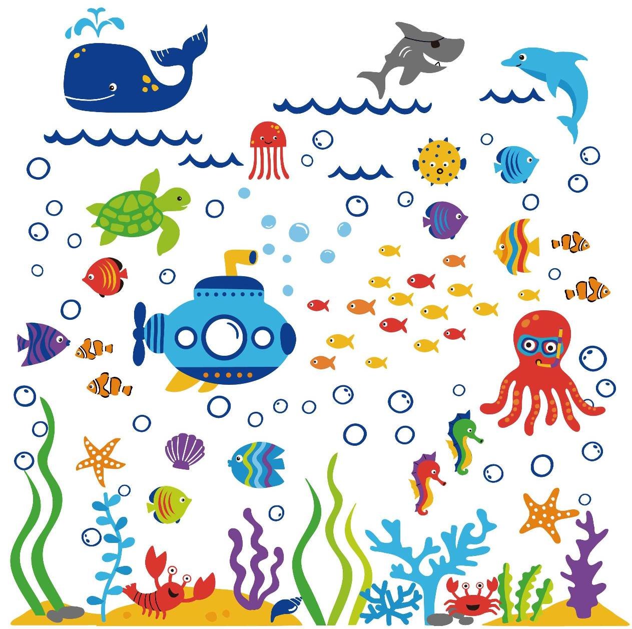 Under the Sea Submarine Nursery Wall Sticker Decals