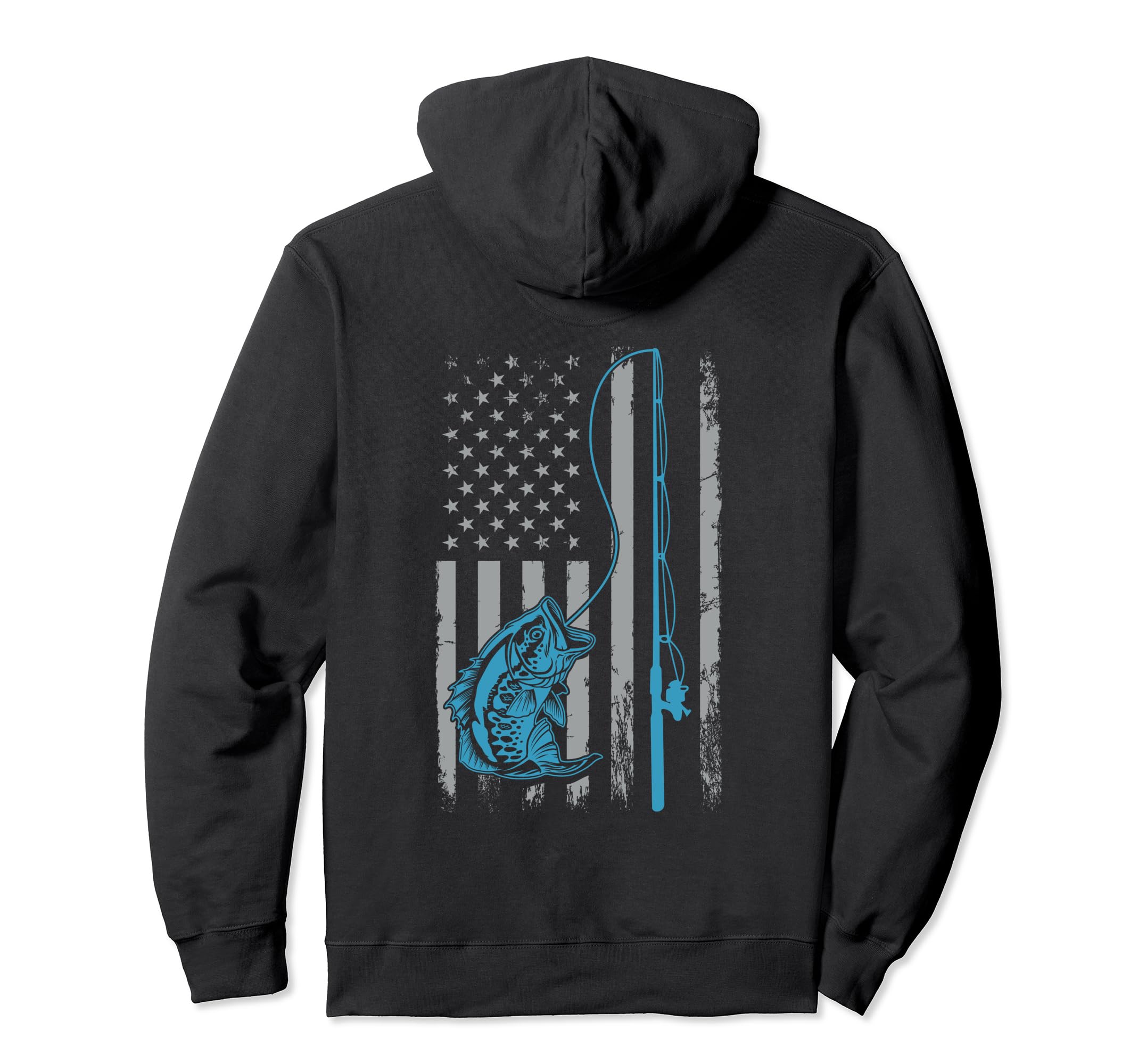 American Flag Fishing Rod Bass Fishing Vintage Fisherman Pullover Hoodie