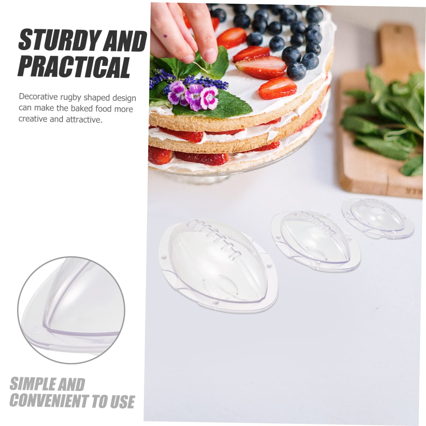 PRETYZOOM 4 Sätze Kuchenformen Bälle Rugbyform Rose Eiswürfelform Kuchenform Fußball Eisform Frostform Kit Sport Rugby Union Fußball Rugbyball Backen Kuchen 3 Stück * 4