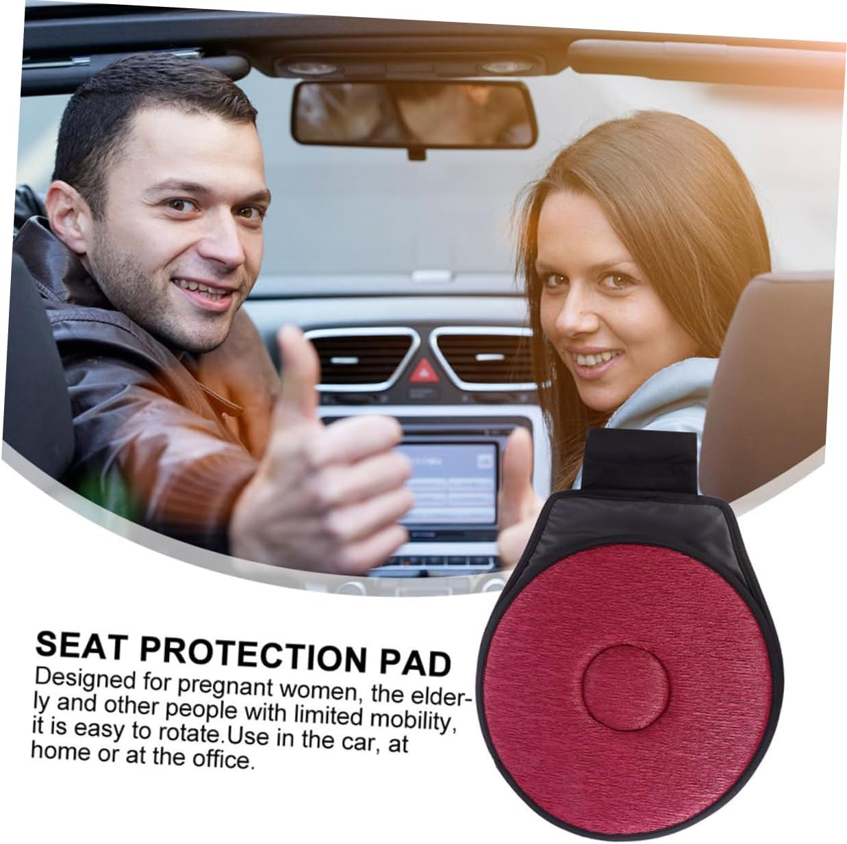 2pcs Rotating Car Seat Cushion Multi-Functional Swivel Seat Pad for Comfort and Support Non- Design for Drives and Office Use