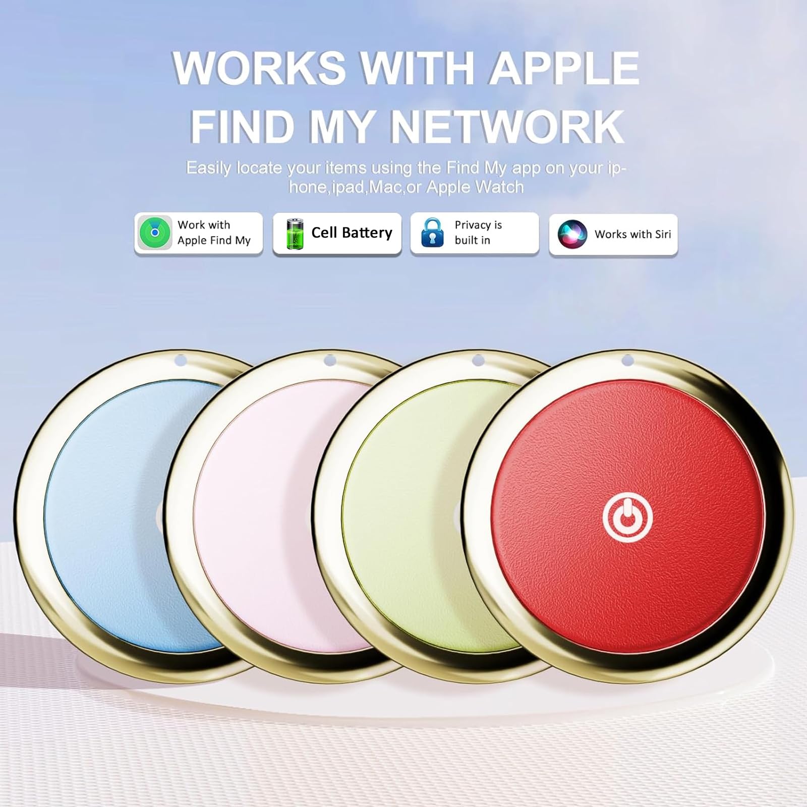 SMART CC Air Tag 2 Pack Bluetooth Tracker for Apple Find My (iOS Only) Smart Bluetooth Key Finder and Item Locator for Luggage Dog Pet Wallet Backpack (White&Pink)