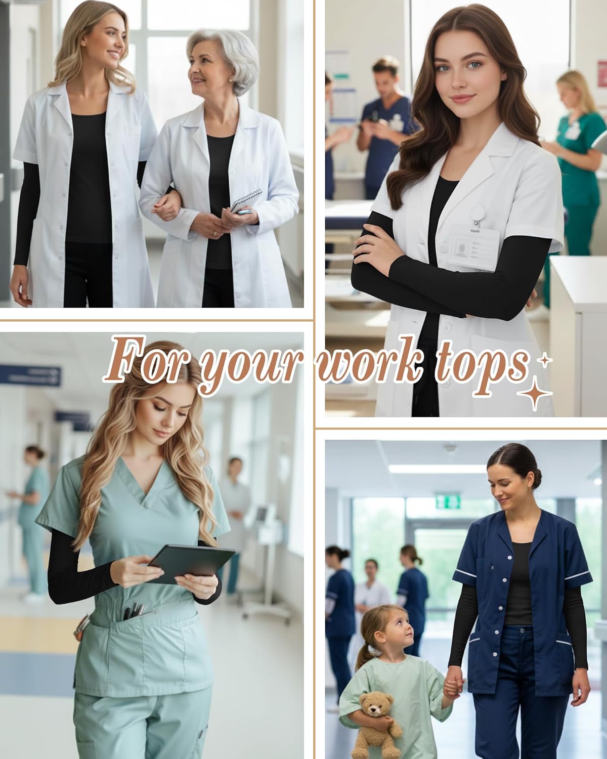 5 Pack Underscrub for Women Long Sleeve Shirts Fitted Scoop Neck Tops Basic Layering Tee Knit Tops for Nurse - Image 4