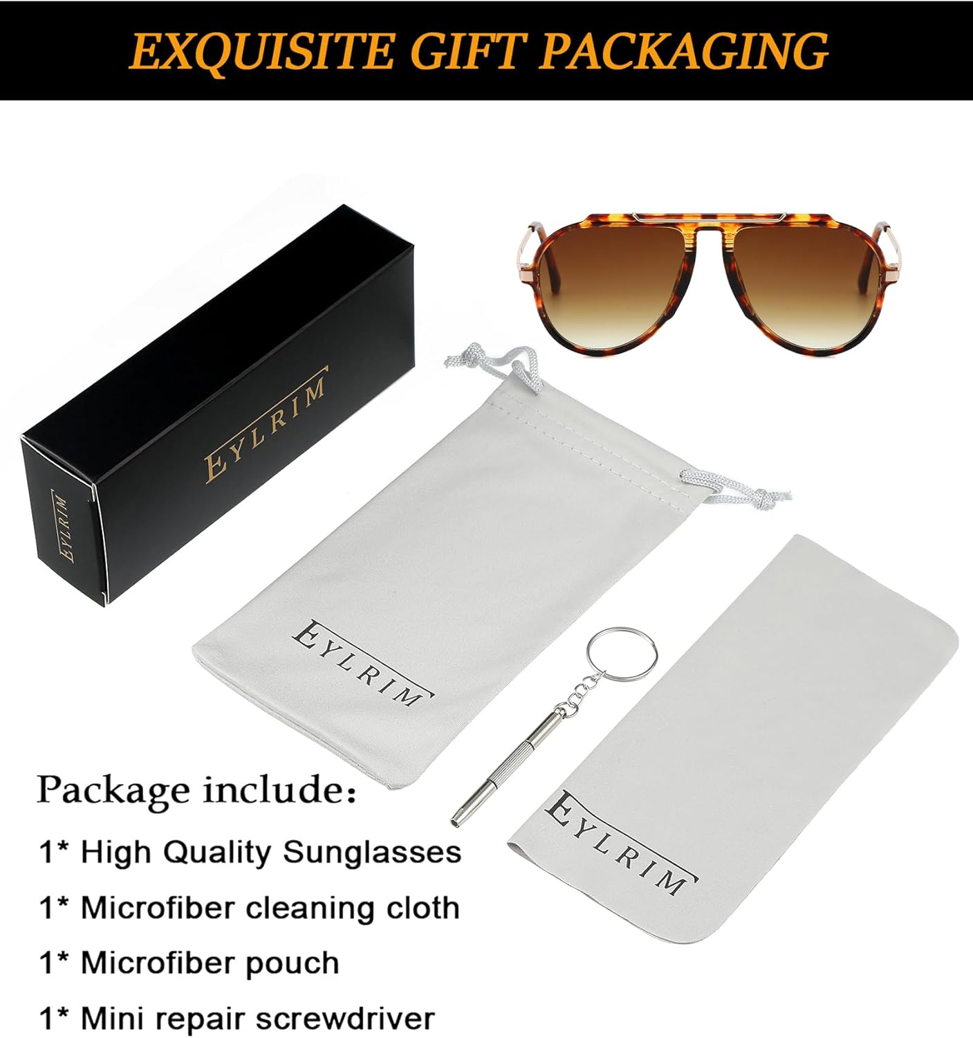 EYLRIM Oversized Retro Aviator Sunglasses for Women Men 70s Trendy Gold Metal Sun Glasses Pilot Shades - Image 6