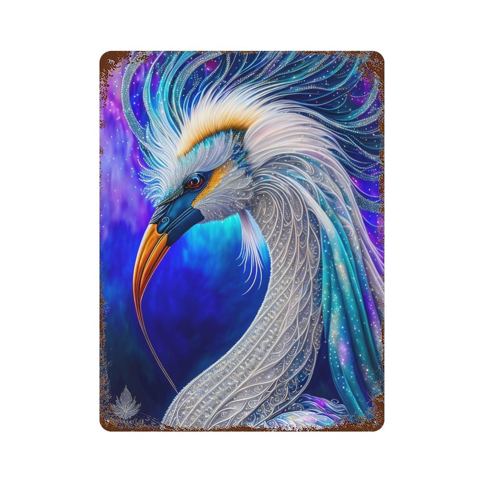 Vintage Metal Tin Sign Fantasy Bird Art Print 15.7"x11.8", Classic Wall Plaque for Pub, Kitchen And Man Cave Decor