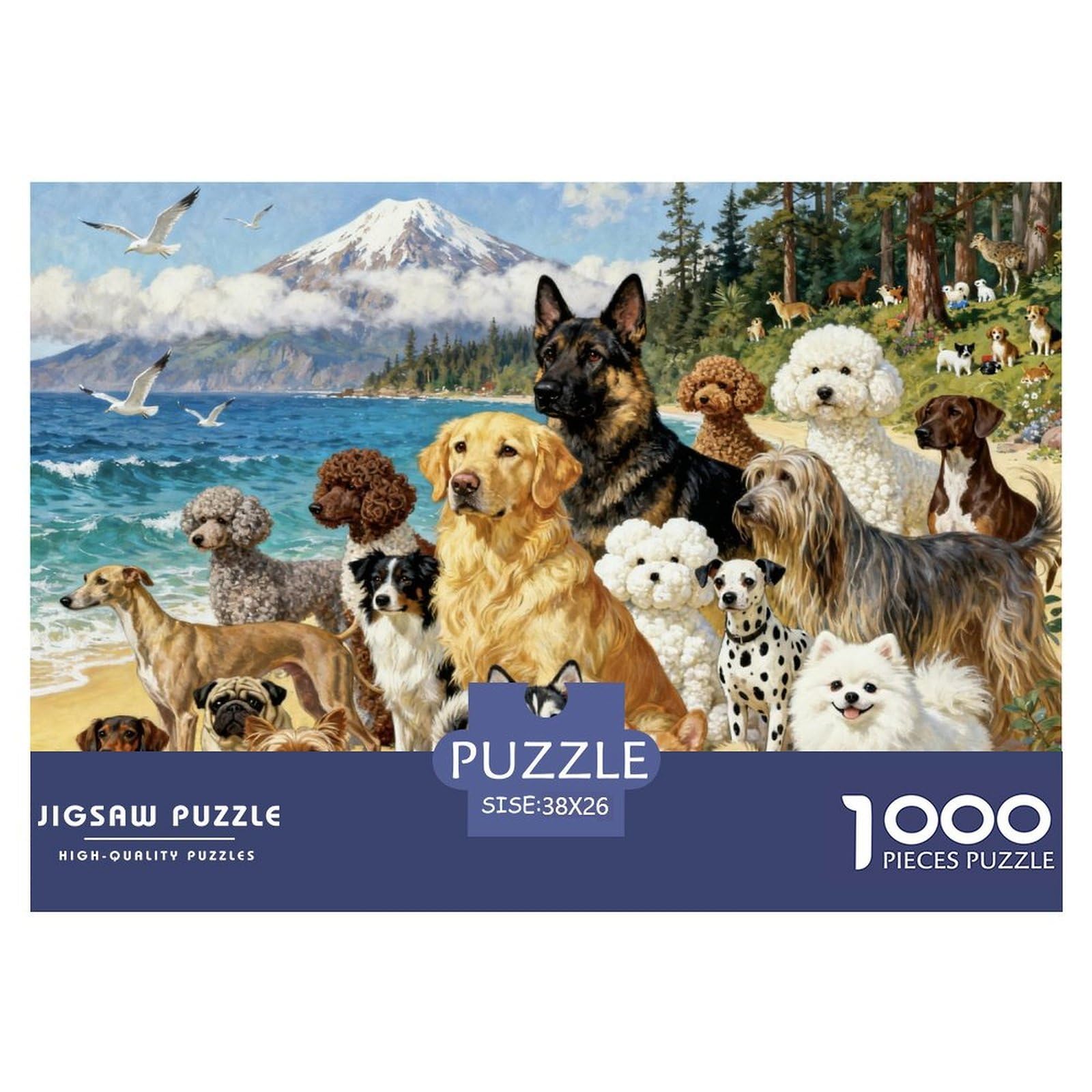 Dogs Puppy Wooden Jigsaw Puzzle Waterproof 1000 Piece Puzzles for Adults Impossible Educational Games — image 1