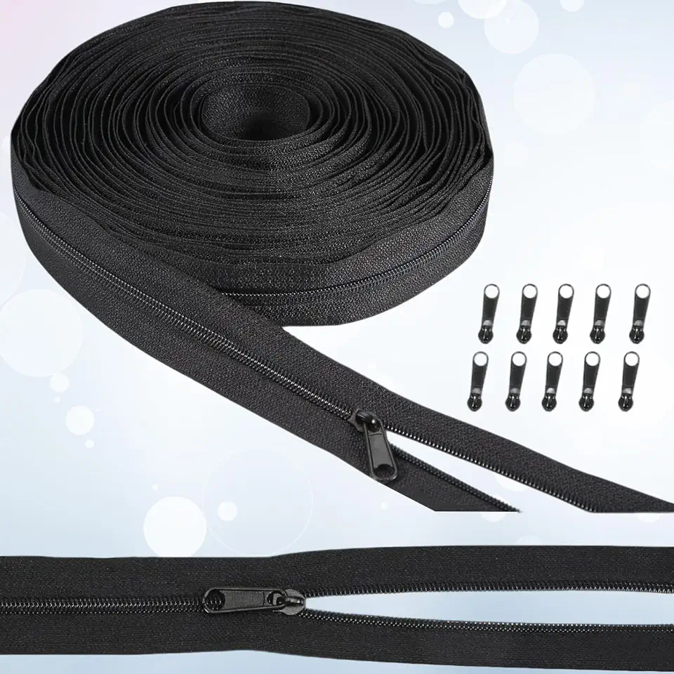 1 rolo de zíper preto, 32,8 metros, fita de zíper durável e versátil para roupas, bolsas e projetos de artesanato, design fácil de cortar e costurar
