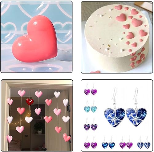 Miniatura 6 de 2 moldes de silicona con forma de corazón, molde de joyería de fundición en forma de corazón para hacer aretes y proyectos de manualidades