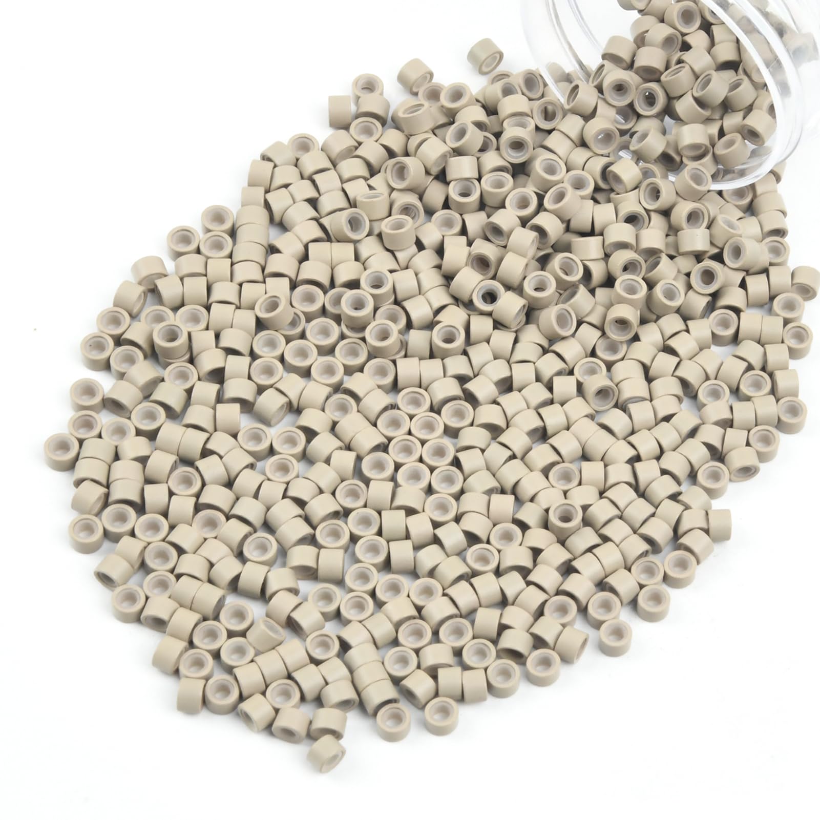 Vlasy 600 Pcs Silicone Micro Rings for I Tip Hair Extensions 4mm Micro Nano Beads Micro Links Hair Beads (Gray Blonde)