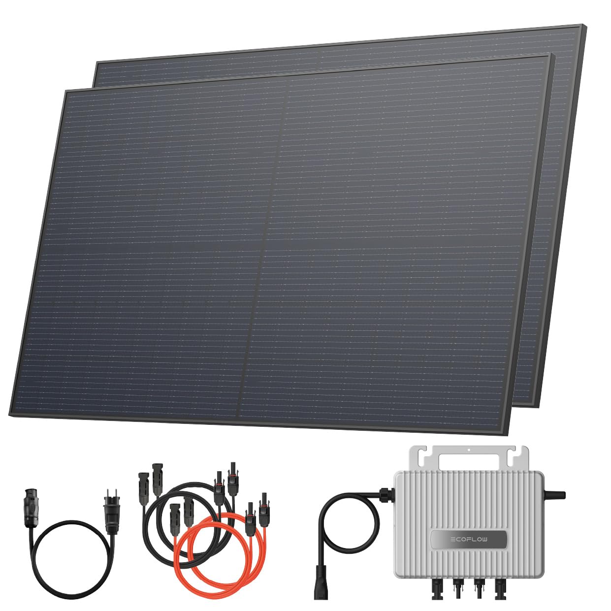 Solarway 880 Wp / 800 W Centrale elettrica da balcone completa – Inverter EcoFlow Stream 800W – Impianto solare completo – Moduli bifacciali Black 440 W & EcoFlow & Accessori