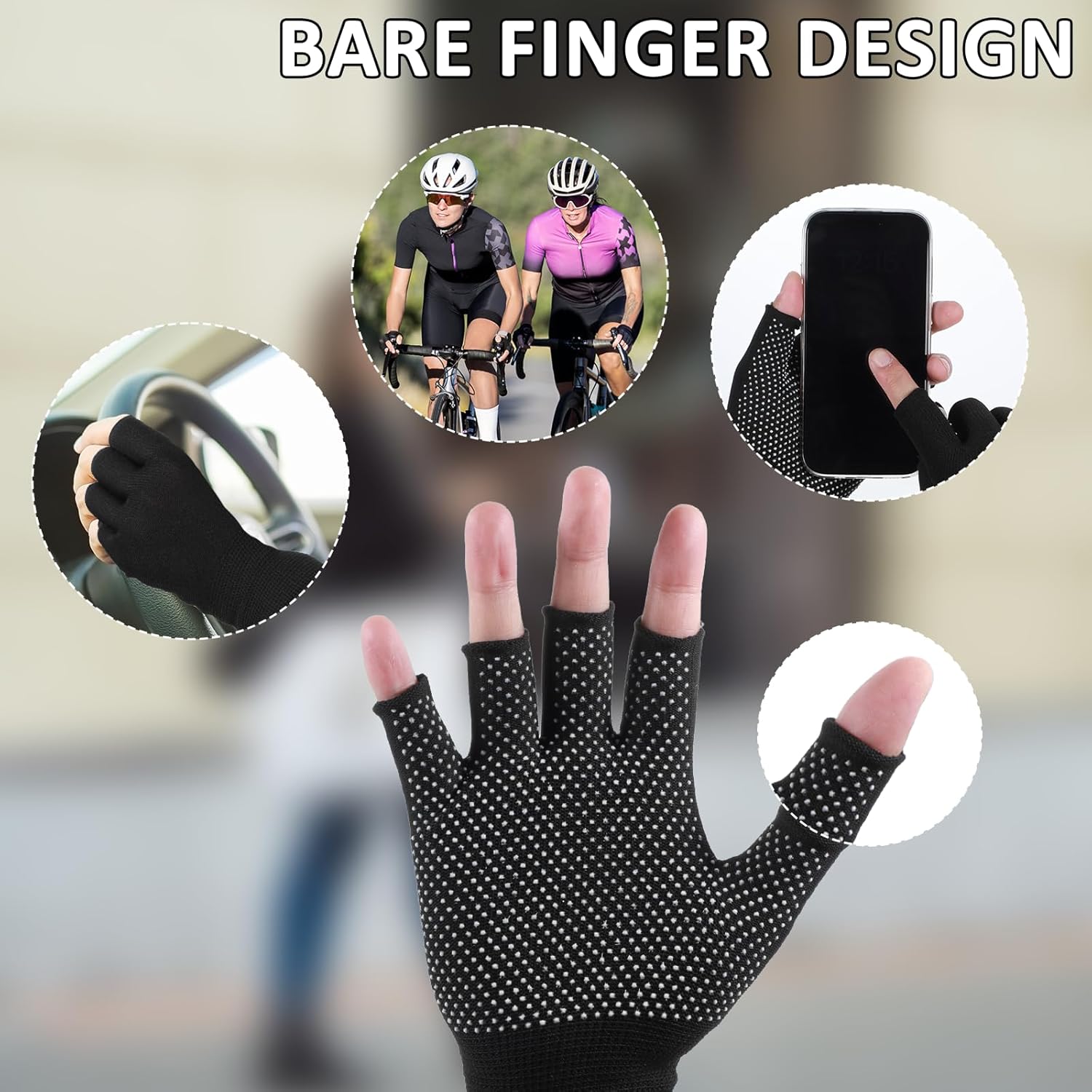 2 Pcs Lightweight Men and Women Half-Finger Slip Breathable Fingerless Work Gloves, Cycling Thin Gloves, Fingerless Work Gloves for Climbing, Gym, Training, Workout, Weight Lifting Outdoor - Image 3