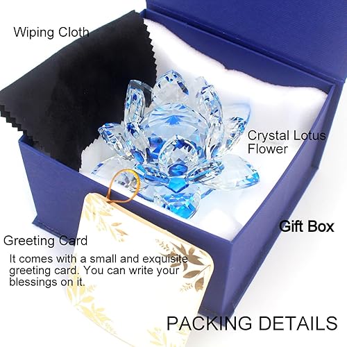 Miniatura 10 de TENGFENG Flor de loto de cristal brillante, 4 pulgadas, reflejo de loto de cristal transparente para Feng Shui, decoración del hogar, adornos o peso