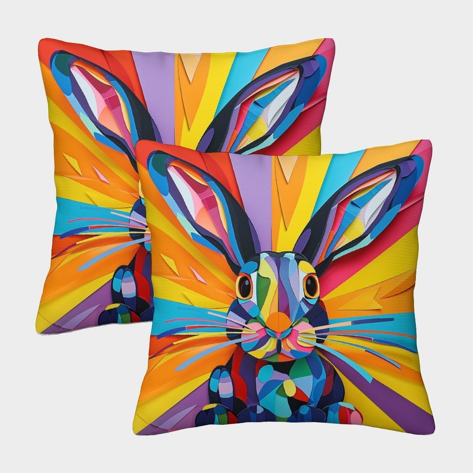 kaiyun 2 Pack Rabbit 3D Image Printed Single-sided Cushion Cover 50x50cm