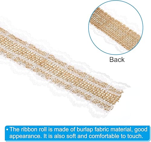 Miniatura 4 de PATIKIL Cinta de tela de arpillera de 1 pulgada de ancho de 11 yardas, envoltura natural, con alambre, con alambre, para manualidades, lado floral