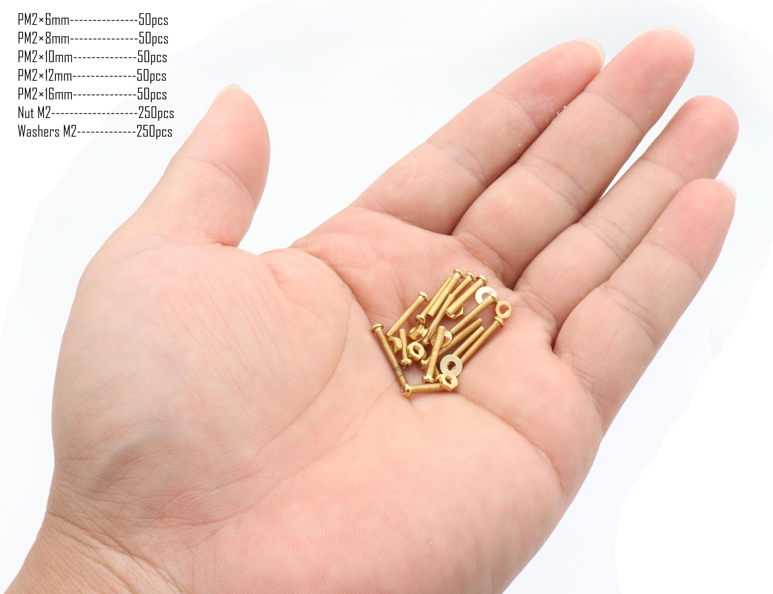 Copper Machine Screws Kit - 750pcs M2 with Nuts & Washers -3