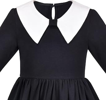 Sunny Fashion Girls Dress White Collar Long Sleeve Daily Cozy Cotton Casual Dress Size 5-10