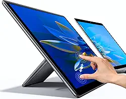 UPERFECT Y Portable Monitor Freestanding Touchscreen, 15.6''FHD 1080P IPS Screen with Adjust Kickstand, 2000:1 Contrast Ratio, 100% sRGB w/Standard HDMI/USB 3.0/Type C, Built-in Speaker/Ambient Light