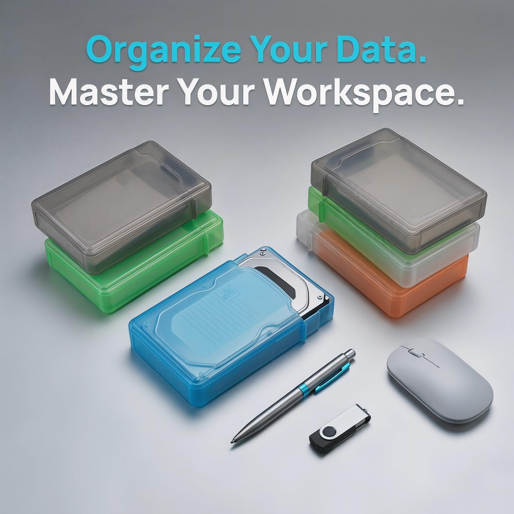 Hemobllo - Custodia protettiva per hard disk esterno da 3,5 pollici, in plastica, per hard disk esterni, antiurto, colori misti
