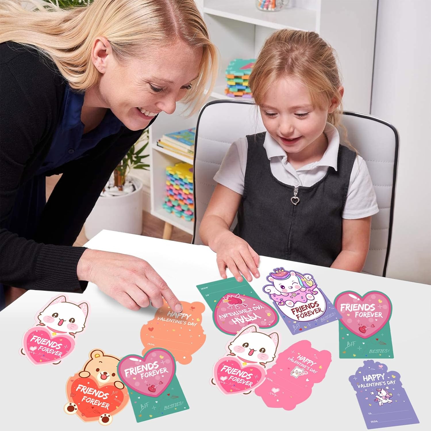 Valentines Day Cards for Kids Classroom, 24 Pack Valentines Gift Cards with Friendship Bead Bracelets, Valentines Gift Exchange for Boys Girls, Valentines Party Favors Supplies for Kids - Image 8