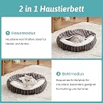 Lit de chat avec couverture à capuchon, lit rond anti-anxiété pour les chats/petits chiens, Cozy Donut Cuddler avec machine lavable Faux Fur & Fond antidérapant(23"×23"χ6", gris)